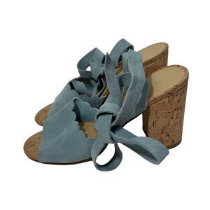 Marc Fisher Suede Blue Scalloped Bow Heels